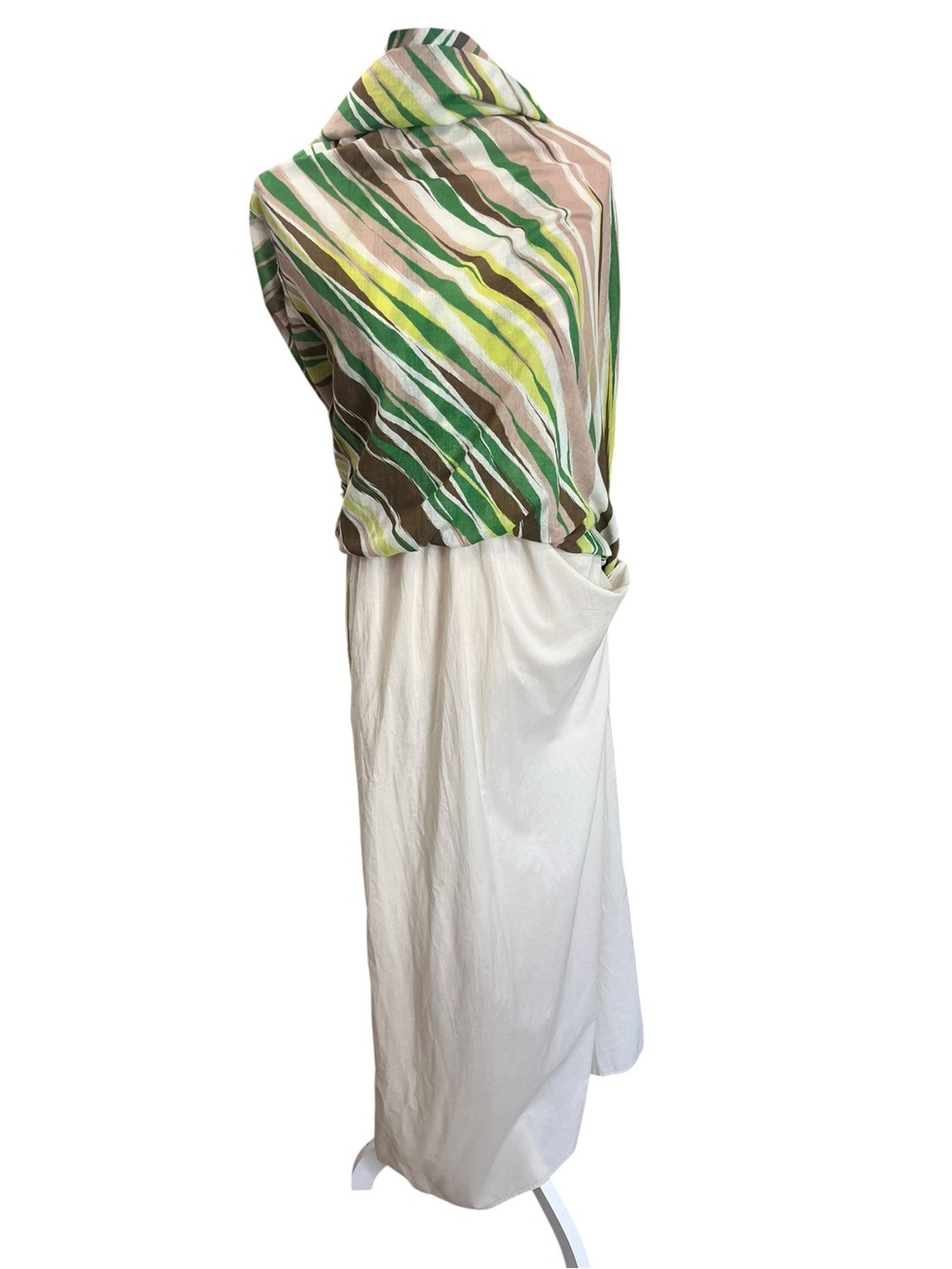GAP NWT Halter Maxi Dress Medium Green Brown Abstract Stripe Cotton - Picture 11 of 13